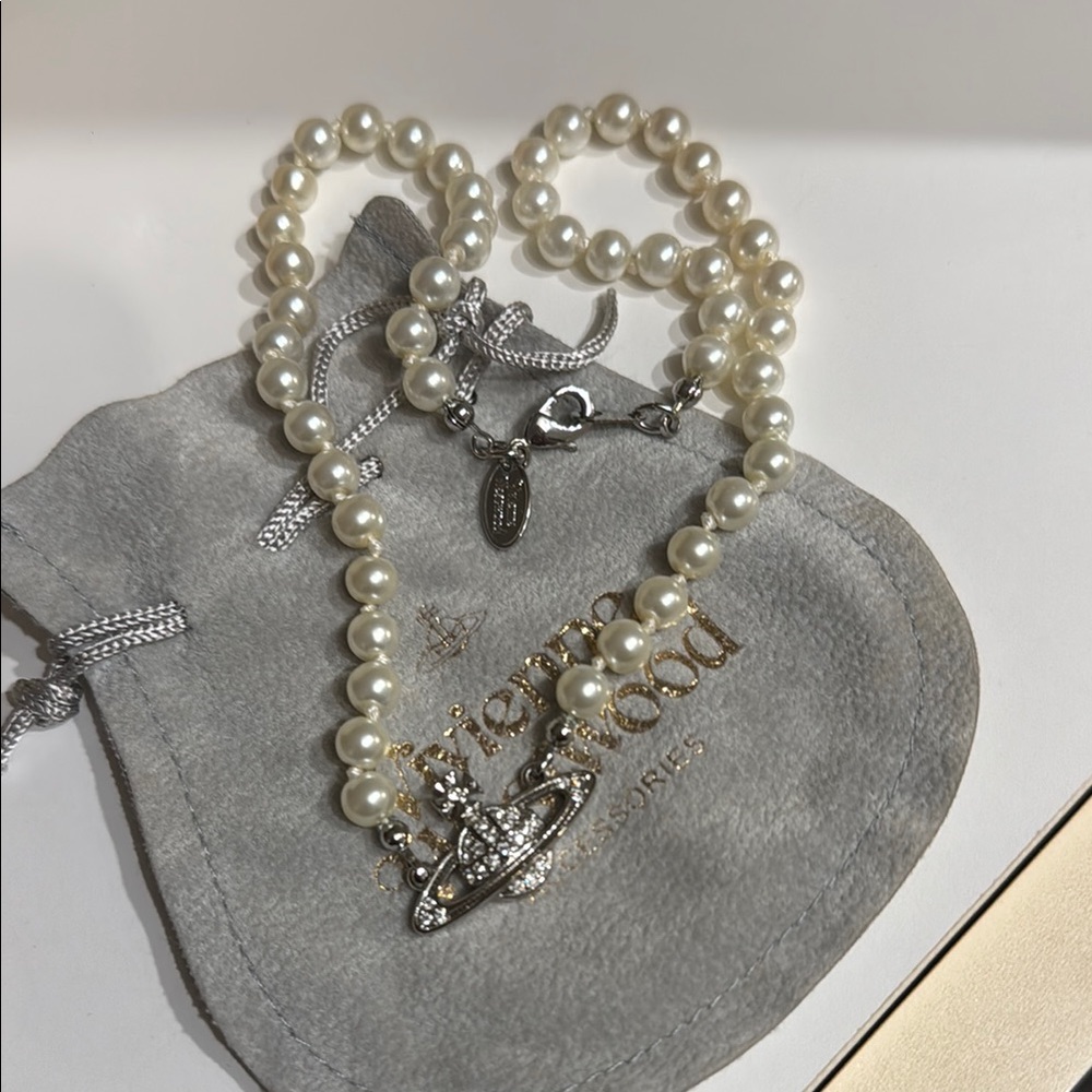 Vivienne Westwood Silver Pearl Necklace